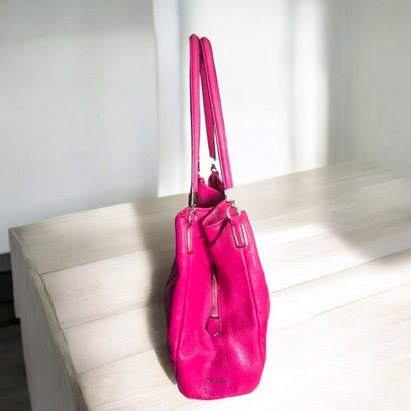 COACH Madison Phoebe 3 Section Shoulder Bag Tumbled Hot Pink Leather - Picture 5 of 16